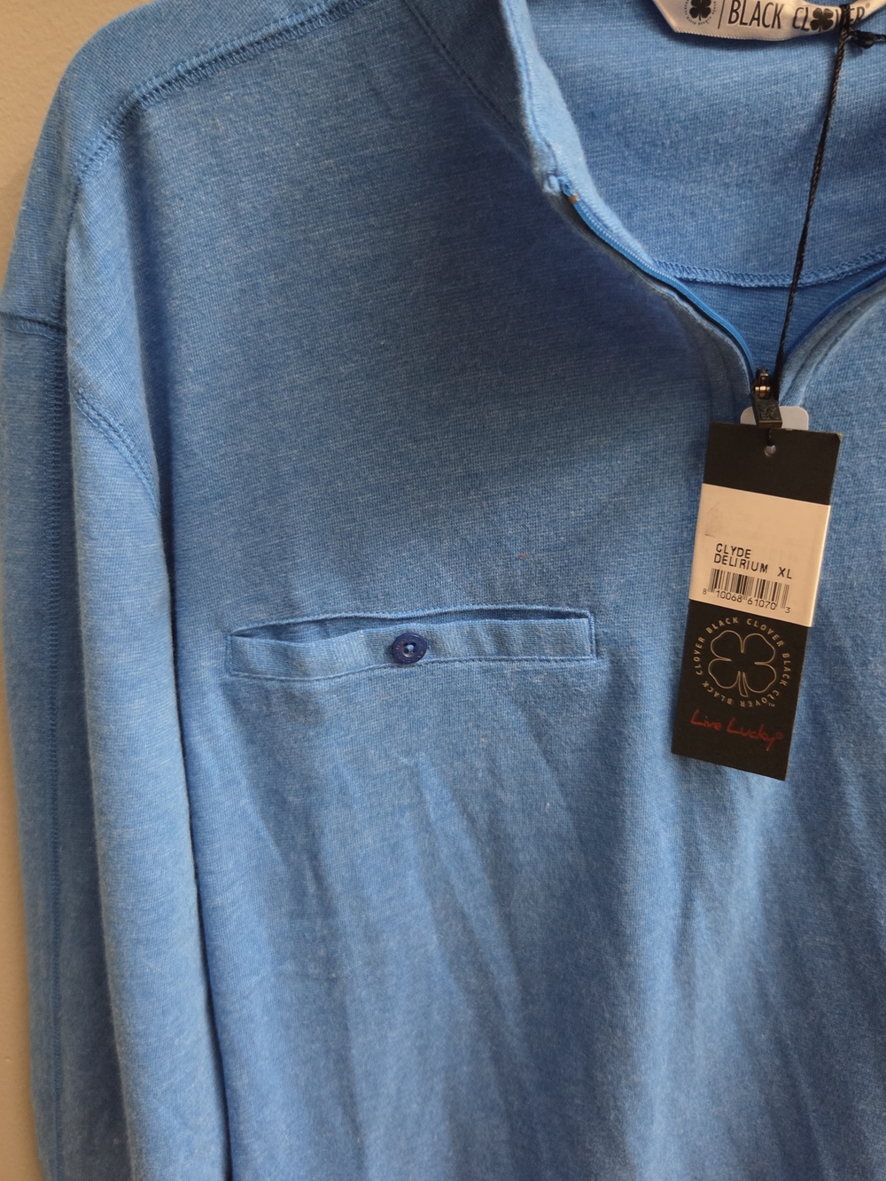 Black Clover - NWT-Pullover Mens XL Blue 1/4 Zip Golf Long Sleeve Performance - Picture 2 of 6